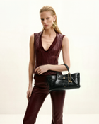 Maeve Dachshund Metal Charm Tote Bag - Black