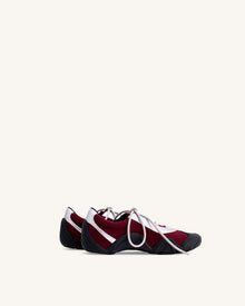 Caitlin Faux Suede Lace-up Ballerina Sneakers - Burgundy & Light Grey