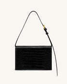Clio Envelope Crossbody Bag - Black Croc
