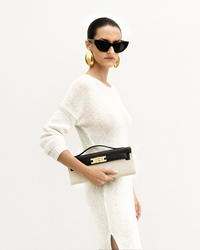 Bria Structured Top Handle Bag - Black Canvas