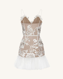 Floral Sling Mini Dress - White