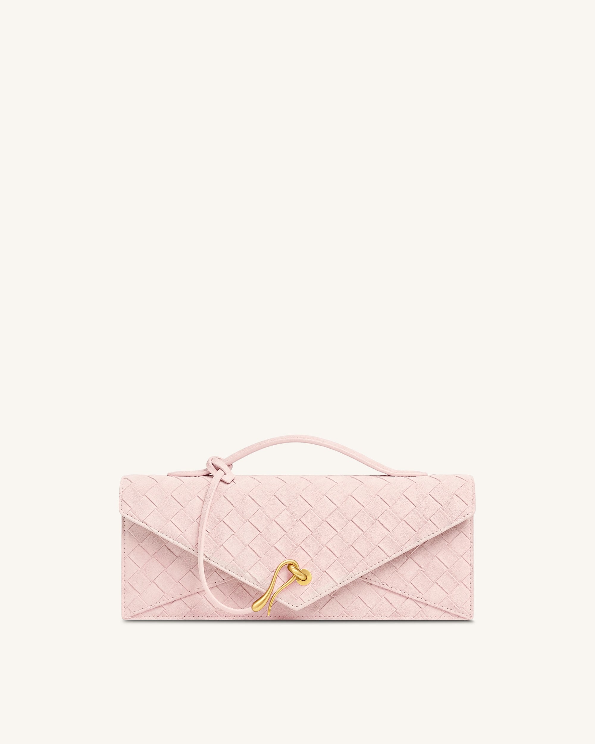 Celeste Faux Suede Woven Textured Envelope Top Handle Bag - Light Pink