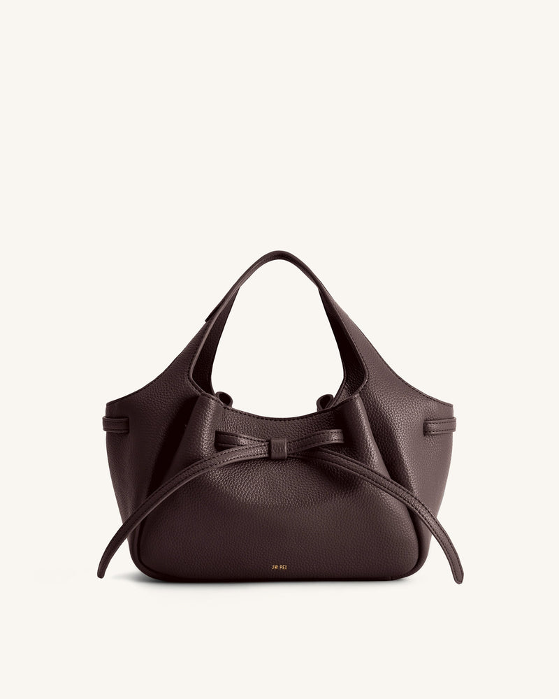 Mabel Soft Bow Tote Bag - Dark Brown