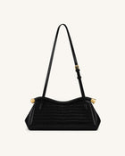 Naomi Curved Shoulder Bag - Black Croc