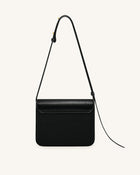 Evania Lock Pebbled Shoulder Bag - Black