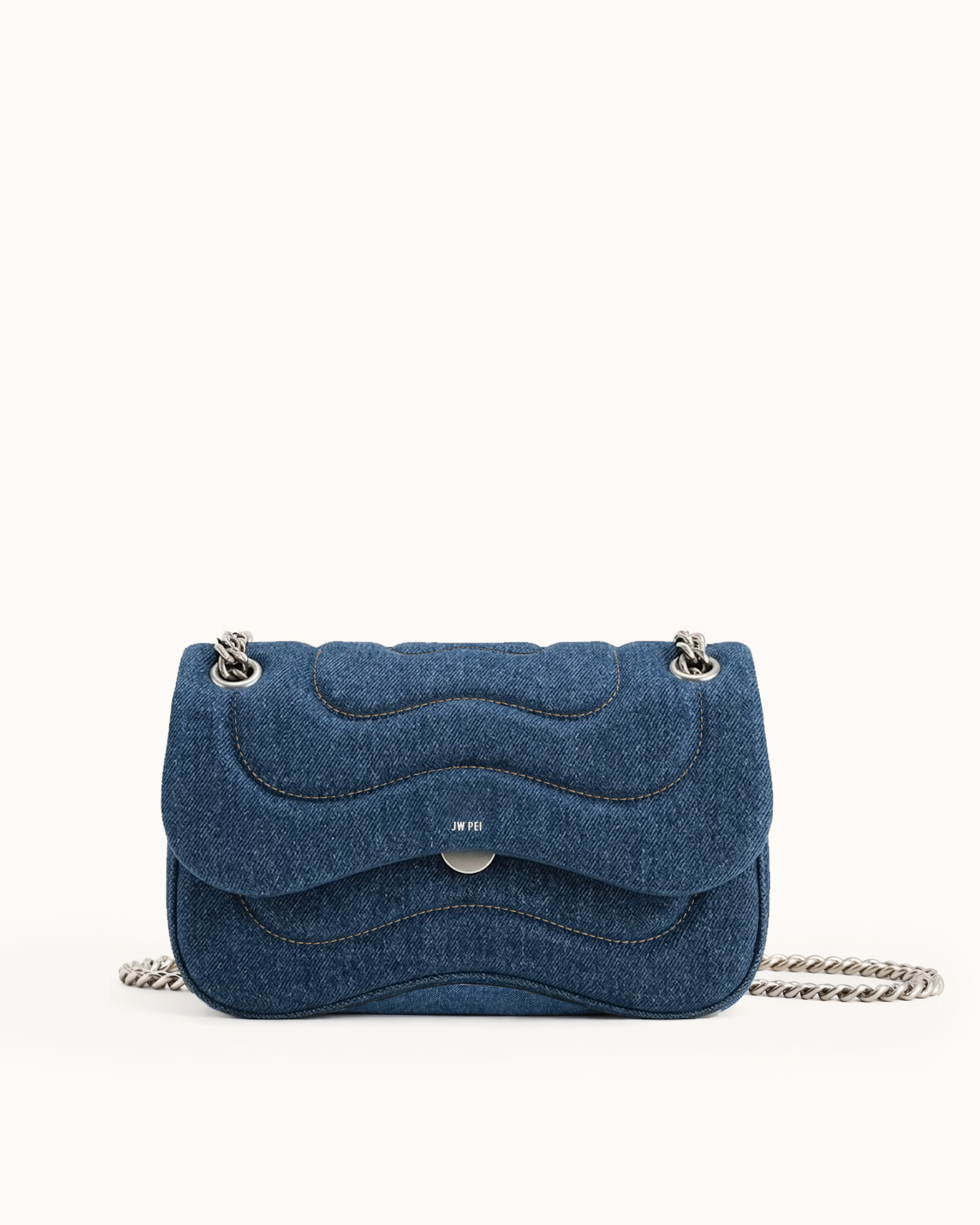 Tina Quilted Chain Crossbody - Blue Denim