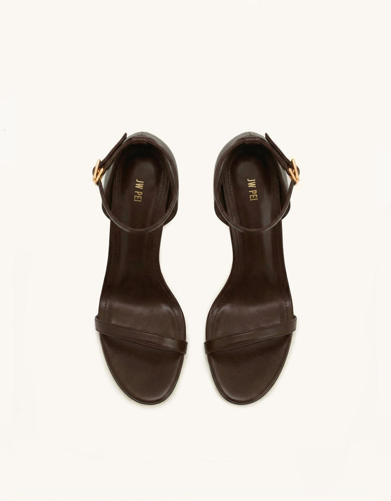 Alivia Ankle Strap Sandals - Dark Brown
