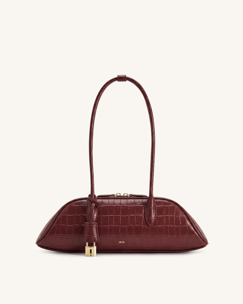 Zora Shoulder Bag - Burgundy Croc