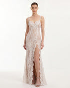 Lace Slit Maxi Dress - White