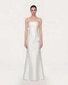 Strapless Floral Polyester Dress - White