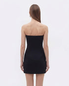 Strapless Floral Appliqué Dress - Black