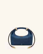 Ellie Metal Ring Embellished Top Handle Bag - Blue Denim