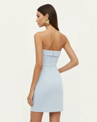 Orchid Embroidered Strapless Sheath Midi Dress - Light Blue