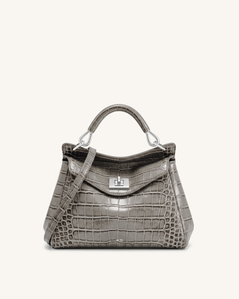 Lucia Classic Top Handle Bag - Grey Croc