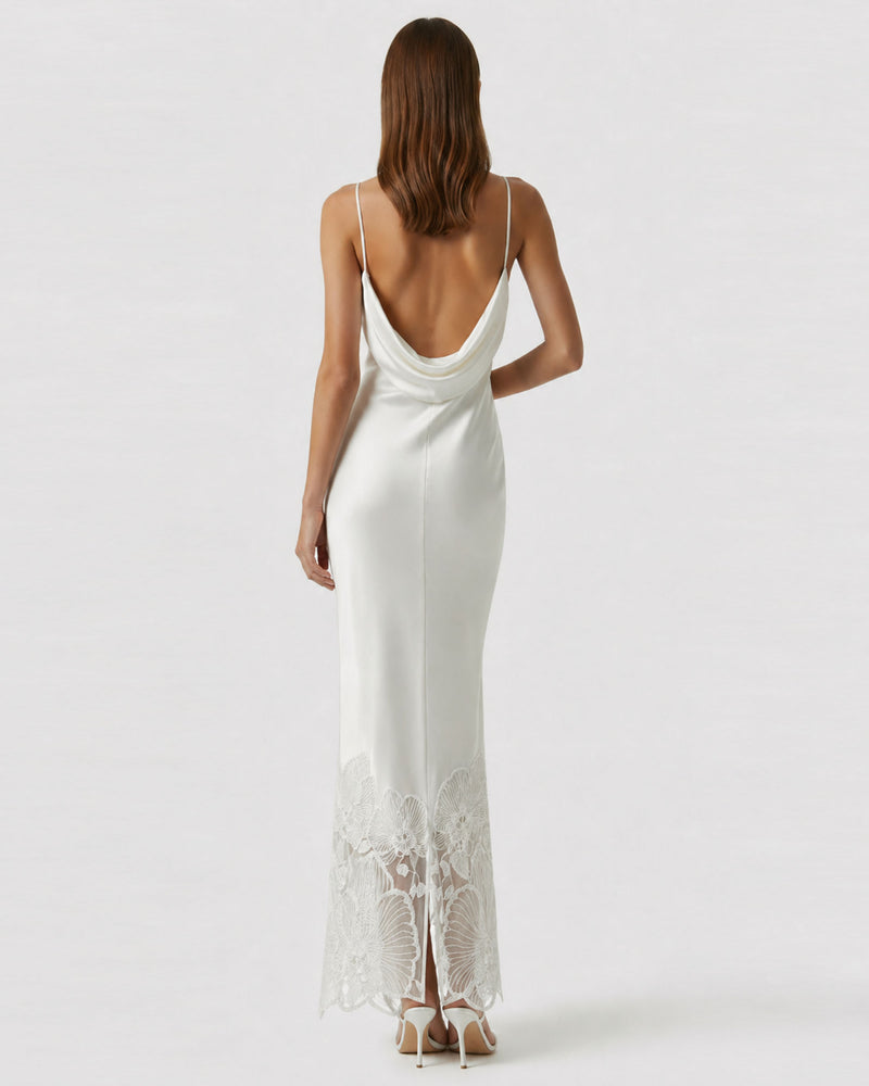 Orchid Embroidered Slip Dress - White