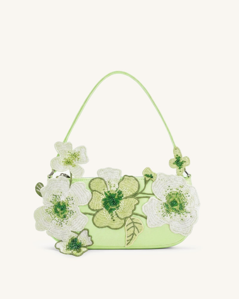 Leona Bead Embellished Shoulder Bag - Light Green