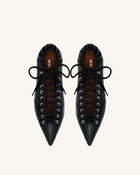 Ava Lace-Up Flats - Black