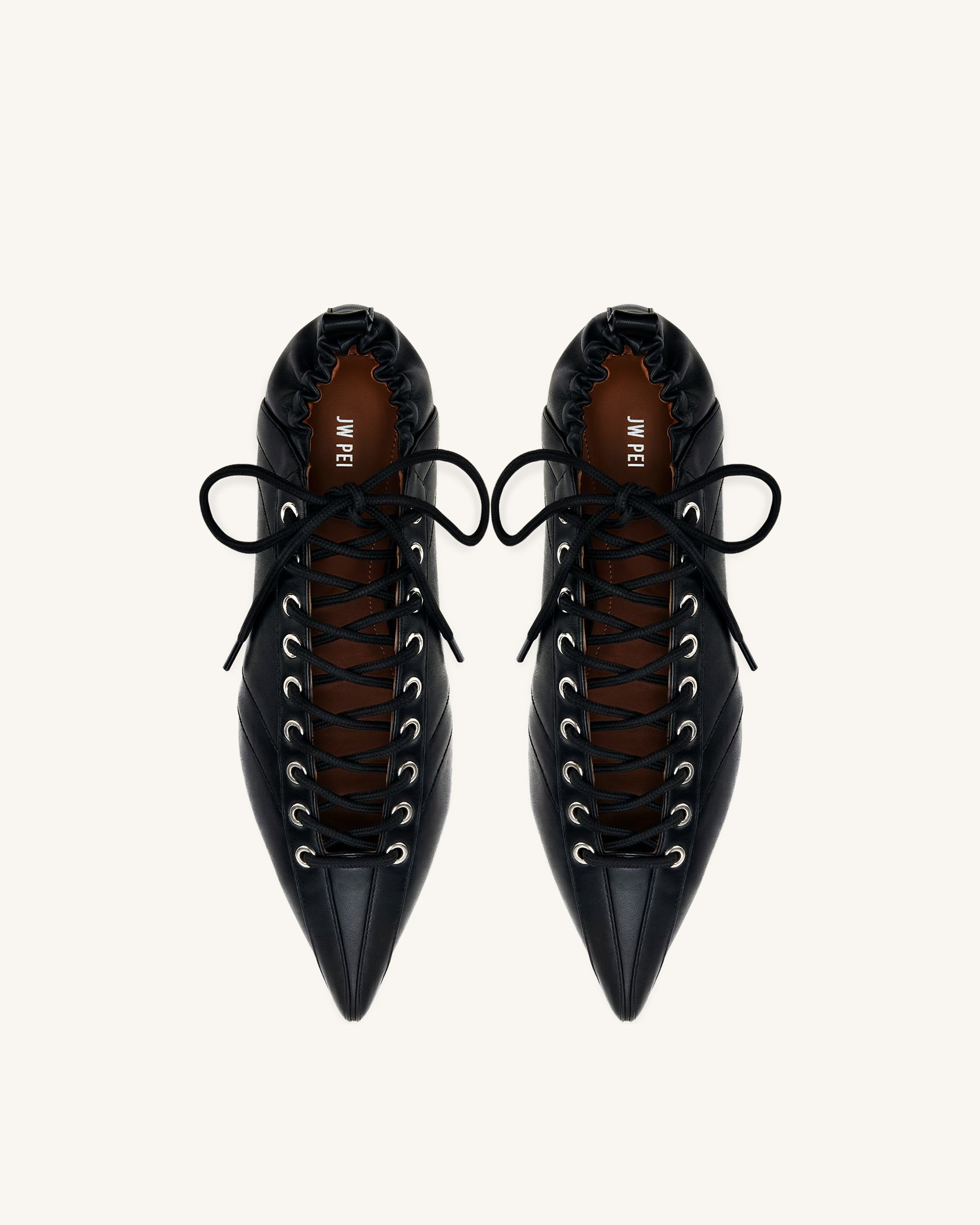Ava Lace-Up Flats - Black