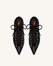 Ava Lace-Up Flats - Black