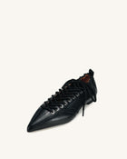 Ava Lace-Up Flats - Black