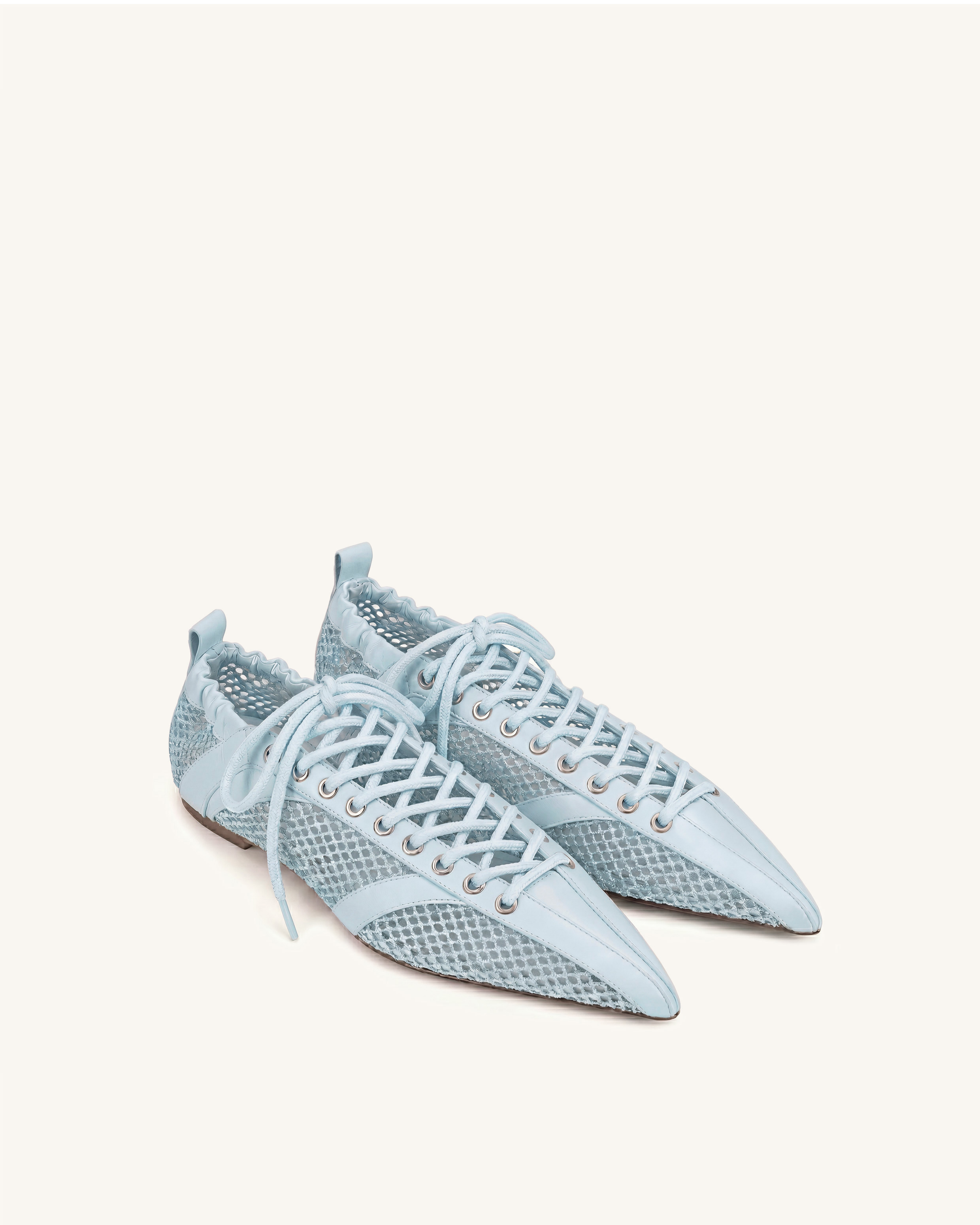 Ava Lace-Up Mesh Flats - Blue