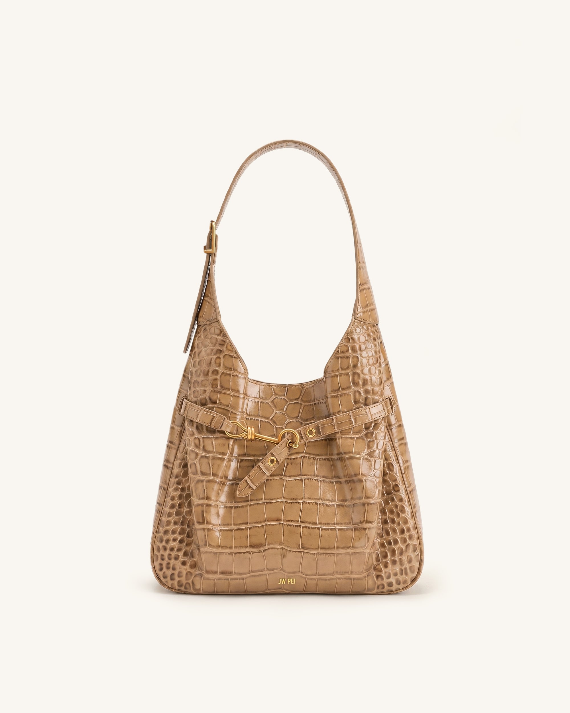 Alina Hobo Bag - Light Brown Croc