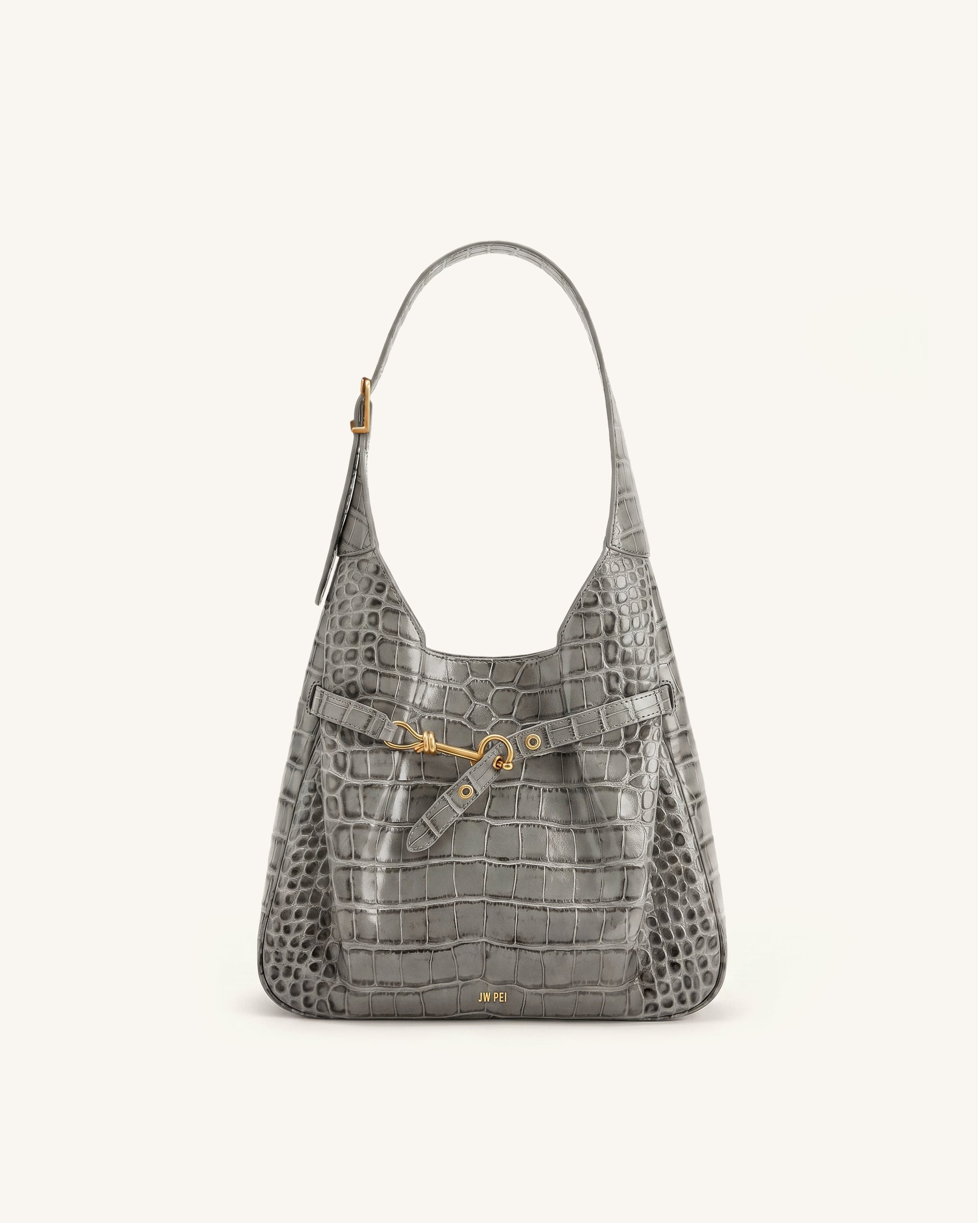 Alina Hobo Bag - Grey Croc