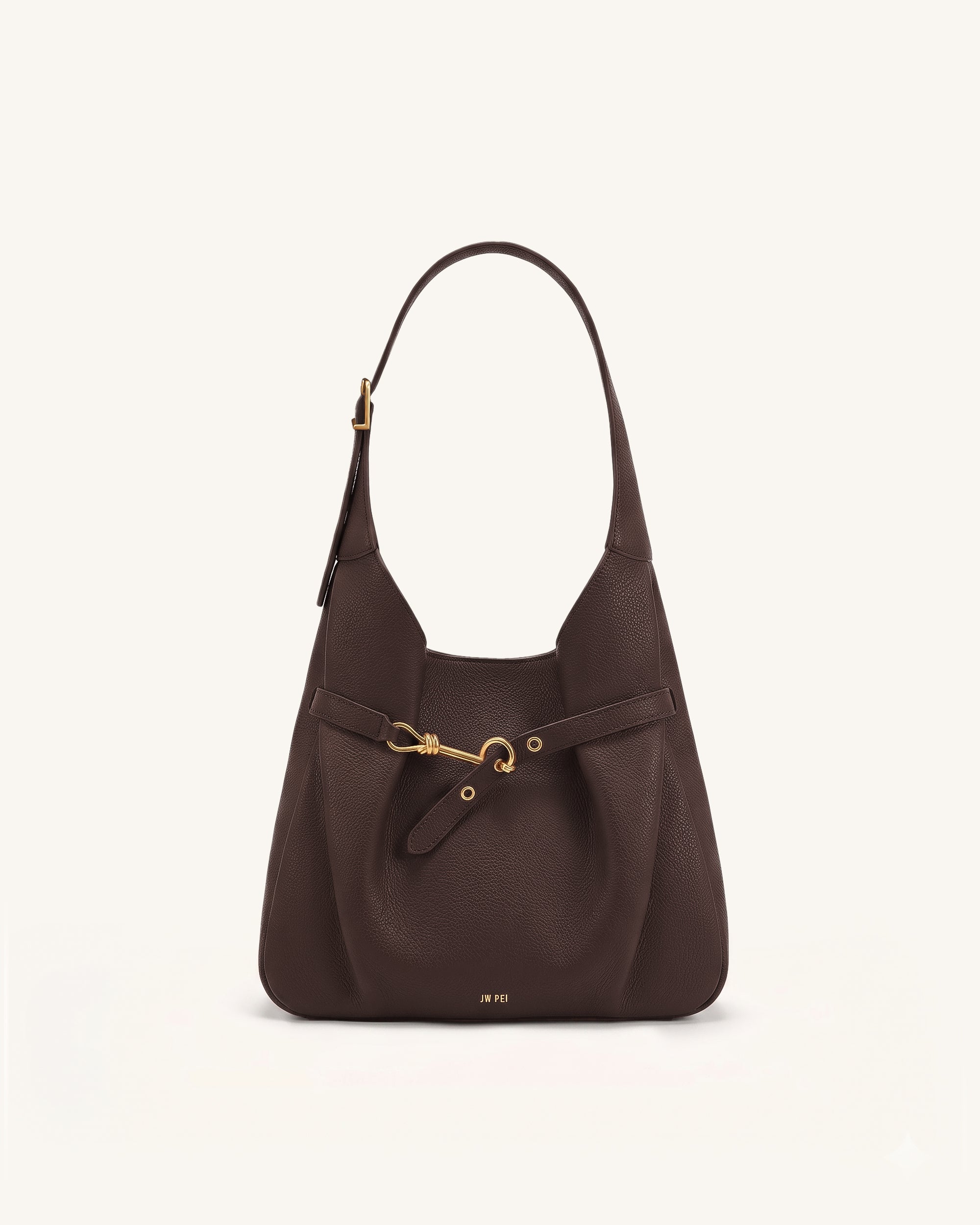 Alina Pebbled Hobo Bag - Brown