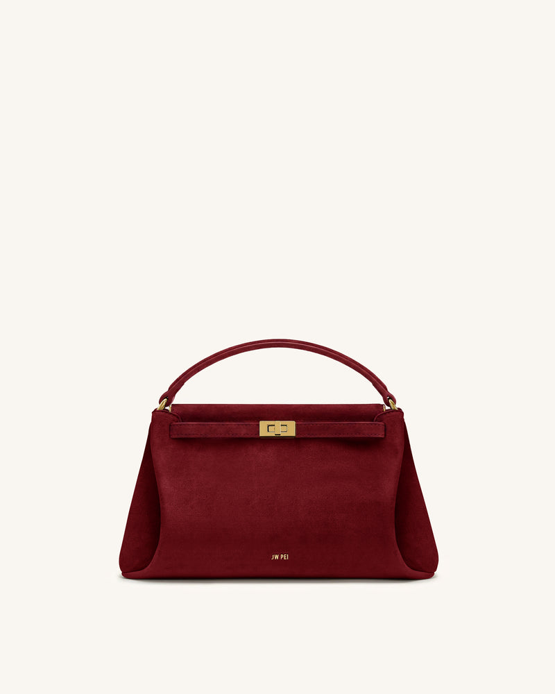 Carmen Faux Suede Top Handle Bag - Burgundy