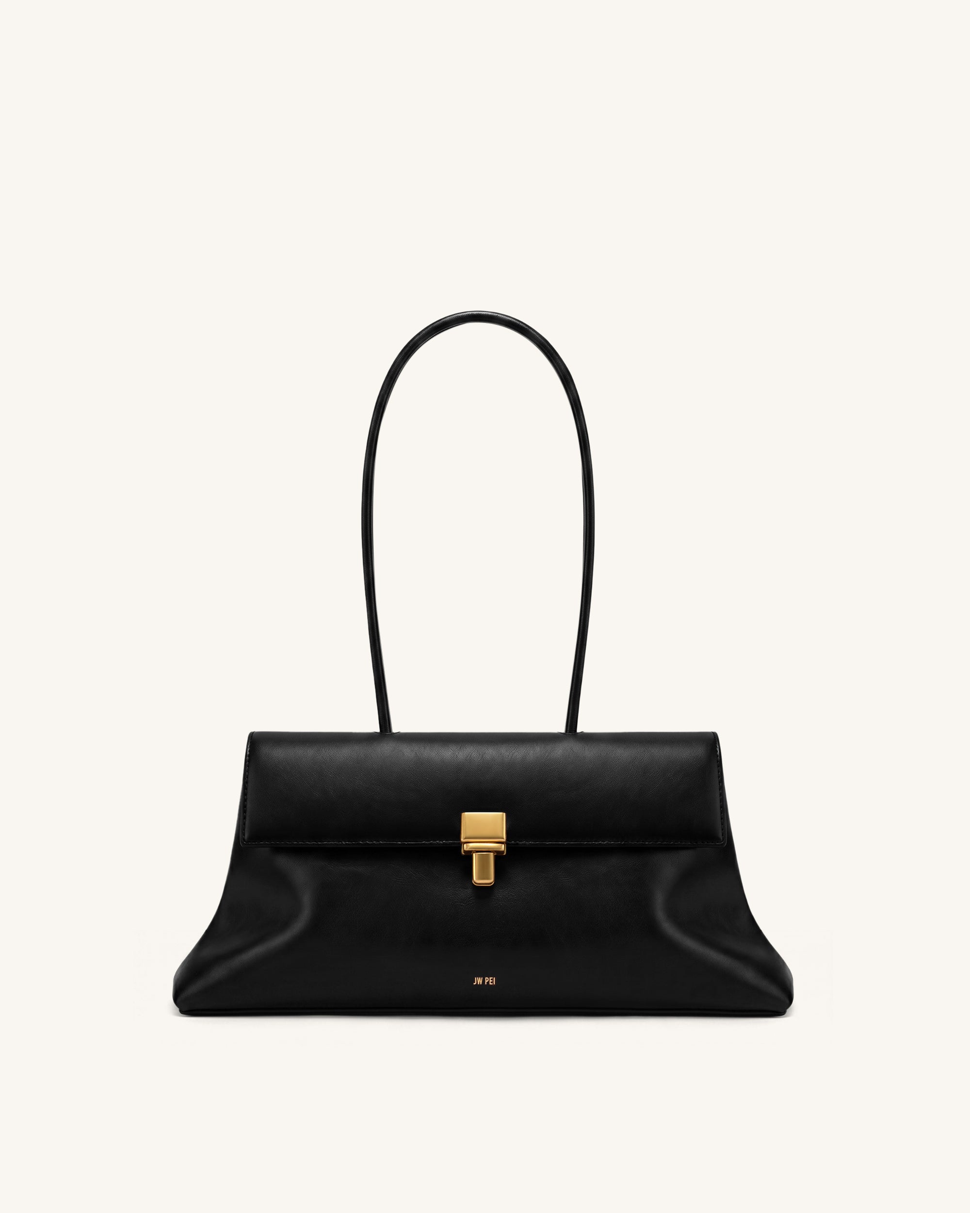 Selene Lock Flap Shoulder Bag - Black