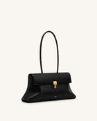 Selene Lock Flap Shoulder Bag - Black