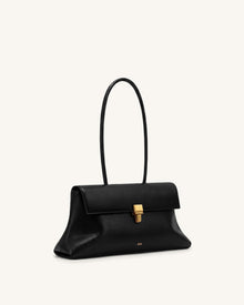 Selene Lock Flap Shoulder Bag - Black