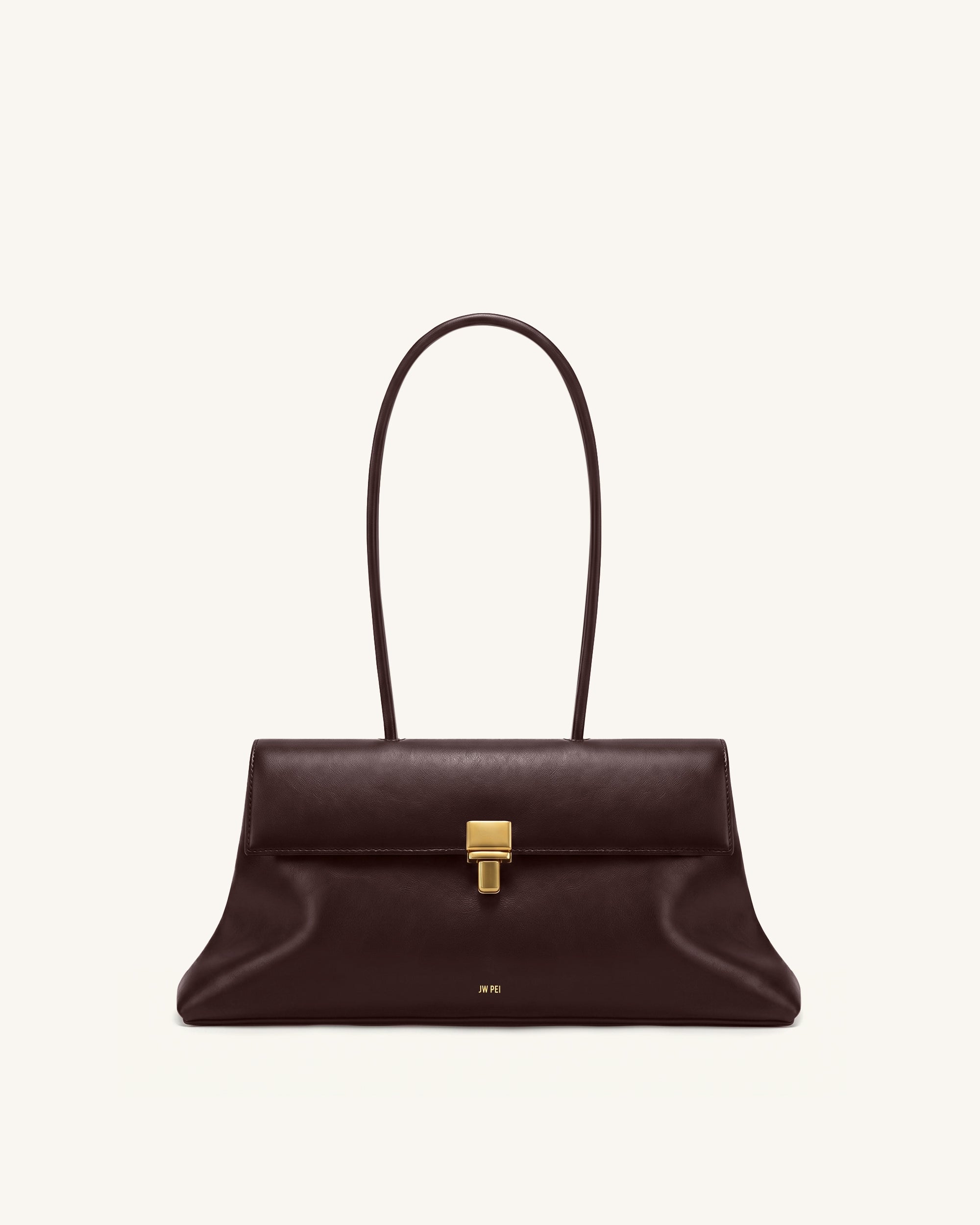 Selene Lock Flap Shoulder Bag - Dark Brown