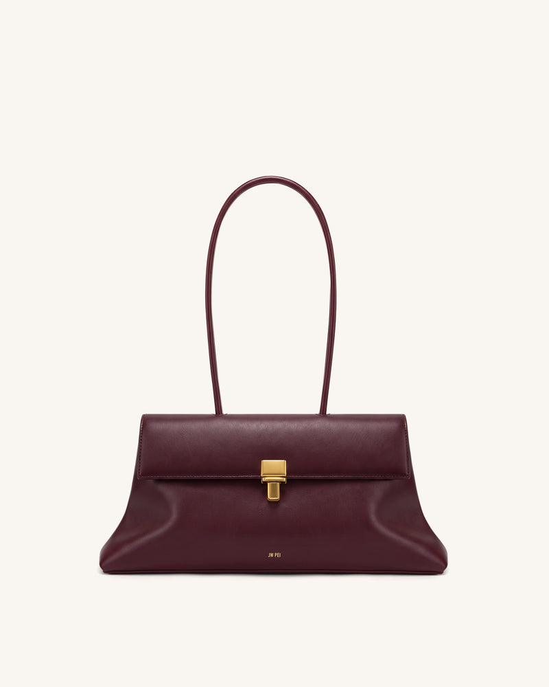 Selene Lock Flap Shoulder Bag - Burgundy