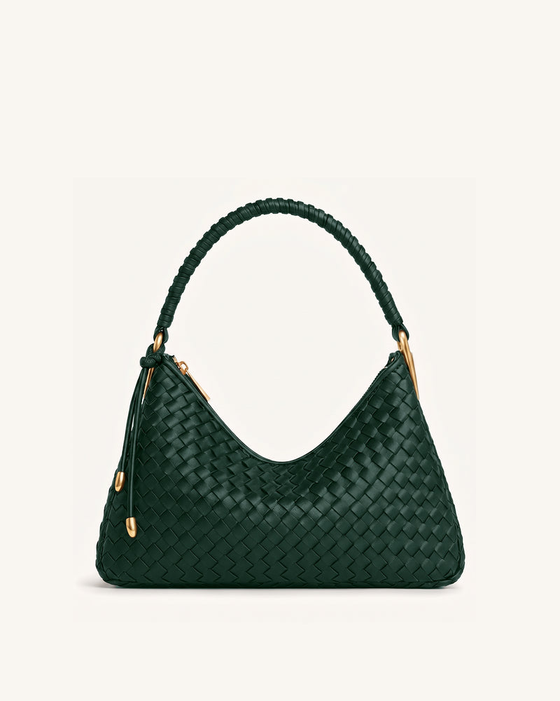 Lorena Woven Shoulder Bag - Emerald Green