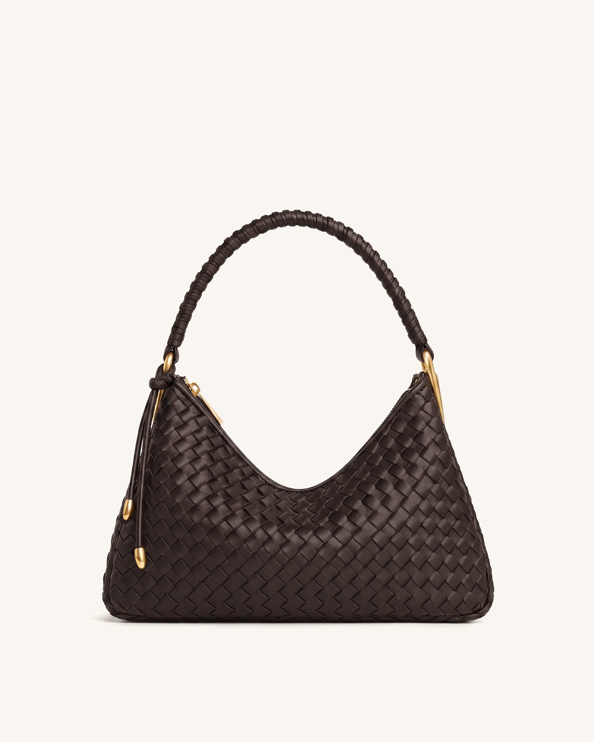 Lorena Woven Shoulder Bag - Dark Brown