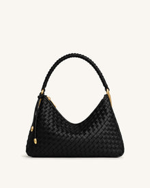 Lorena Woven Shoulder Bag - Black
