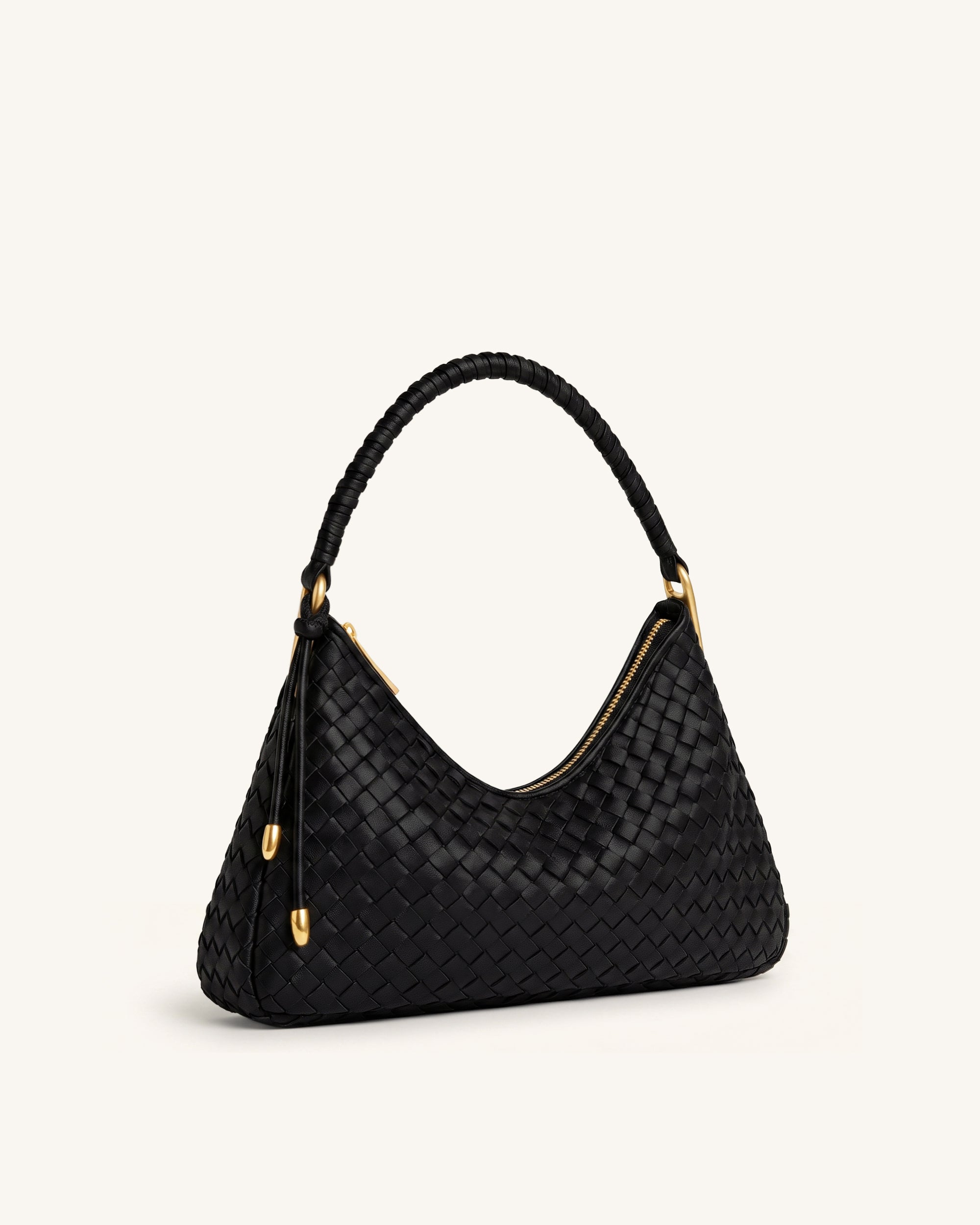 Lorena Woven Shoulder Bag - Black