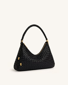 Lorena Woven Shoulder Bag - Black