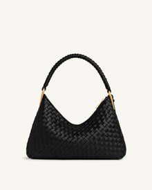 Lorena Woven Shoulder Bag - Black