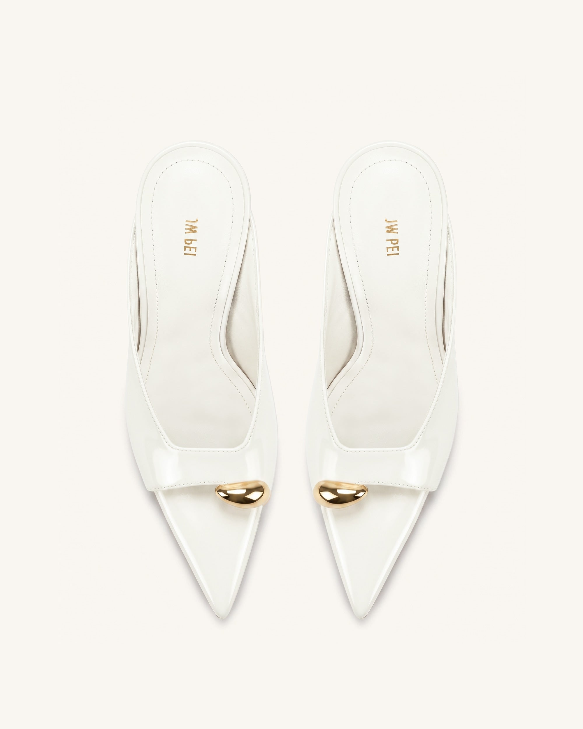 Noemi Pointed-Toe Mule Heels - White