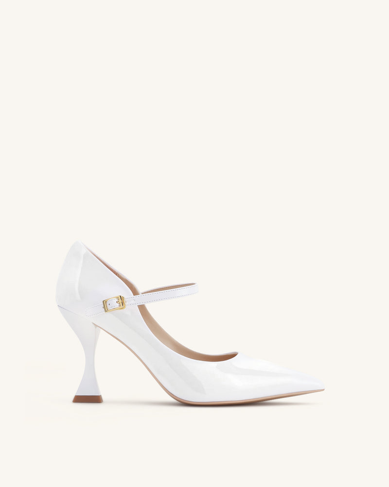 Thalina Patent Leather Pumps - White