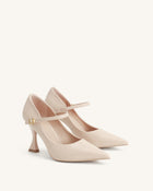 Thalina Plain Leather Pumps - Nude