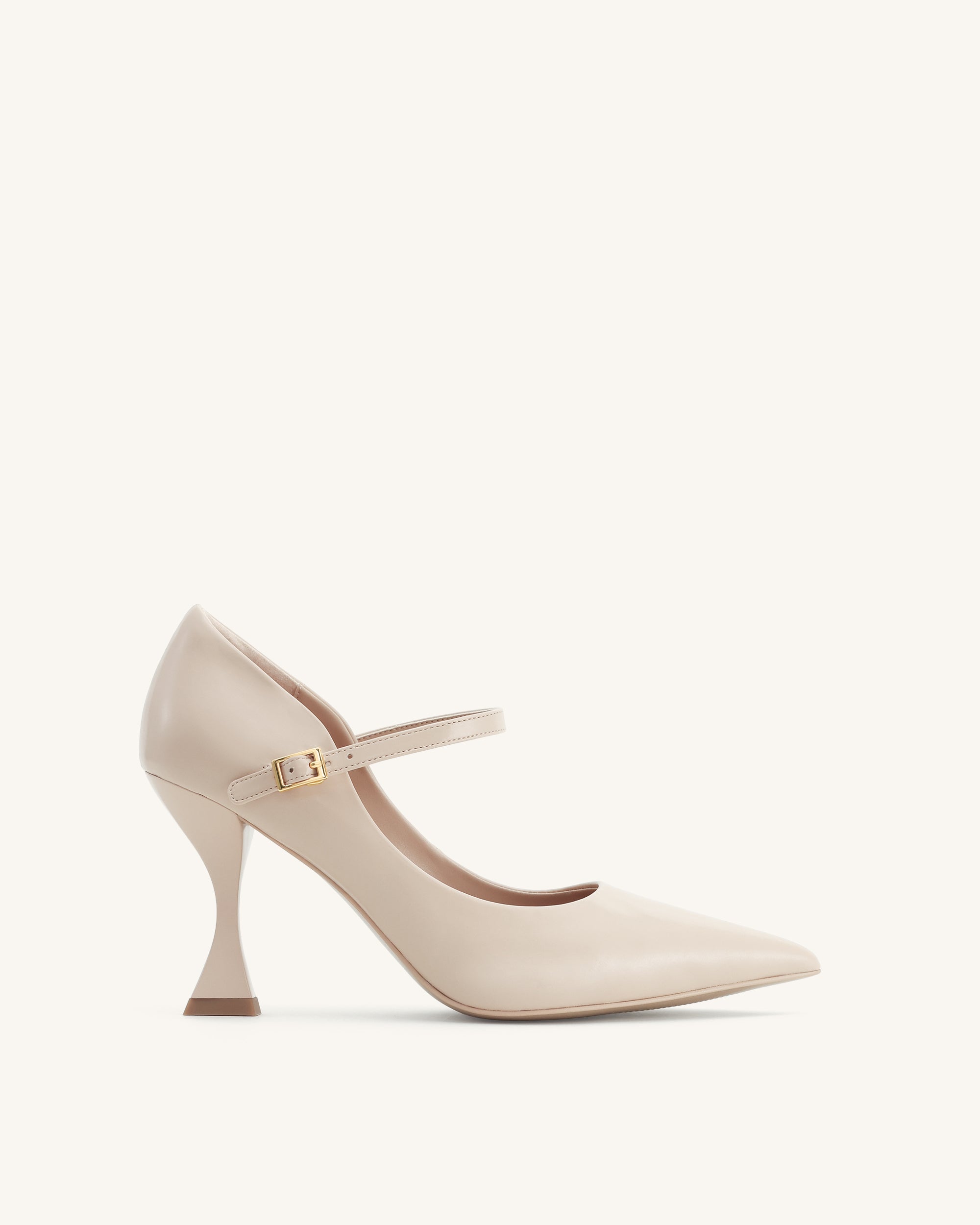 Thalina Plain Leather Pumps - Nude