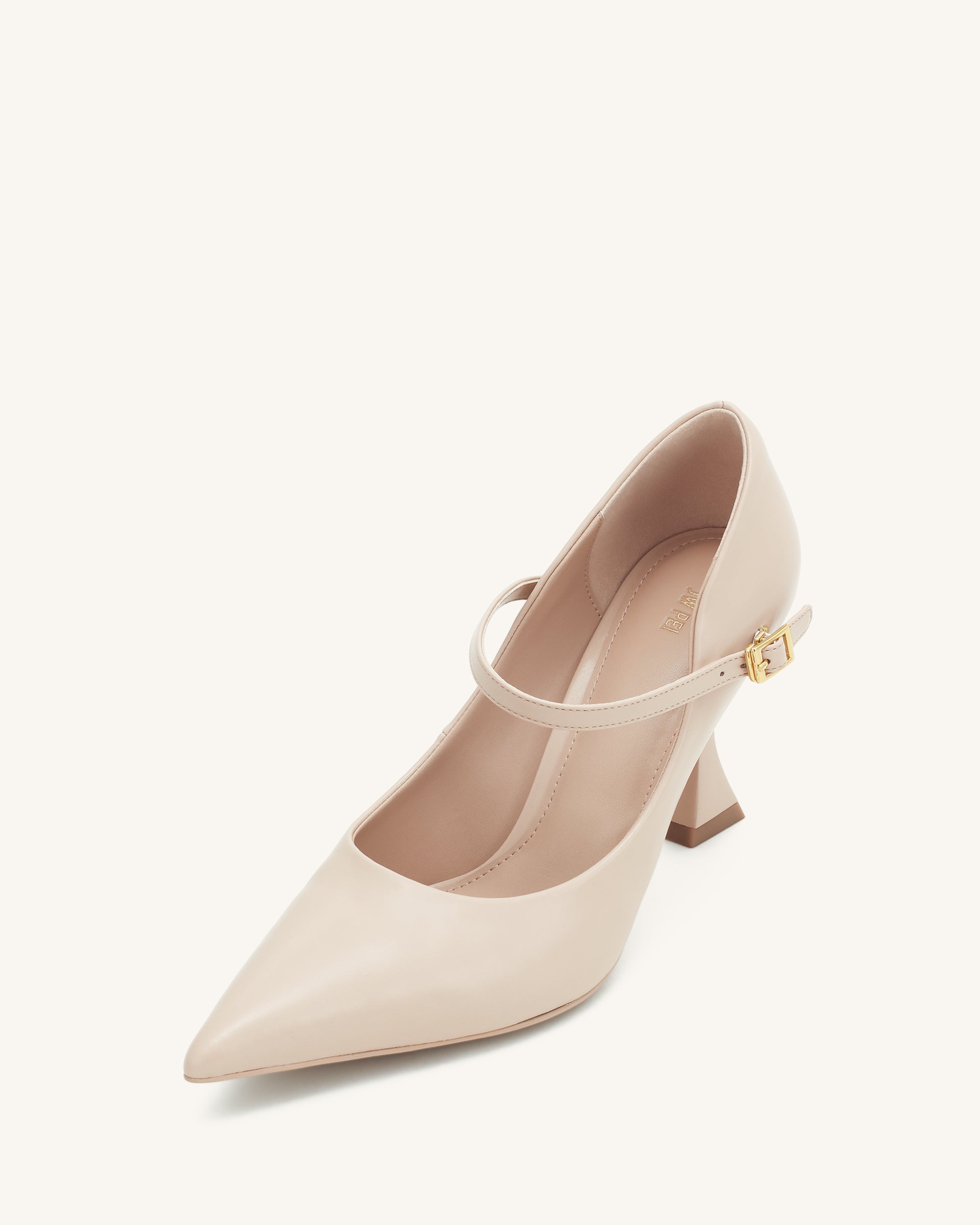 Thalina Plain Leather Pumps - Nude