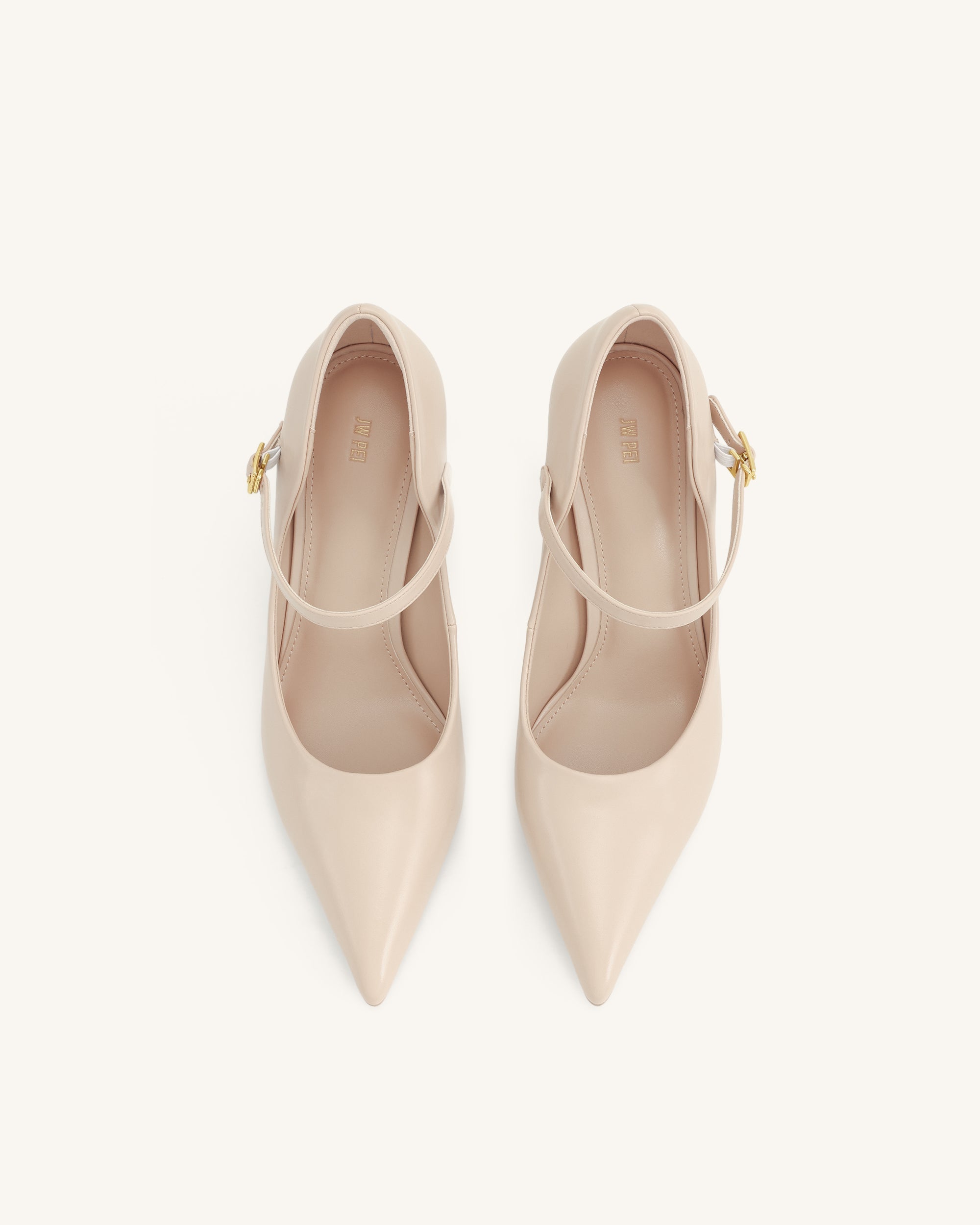 Thalina Plain Leather Pumps - Nude
