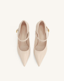 Thalina Plain Leather Pumps - Nude