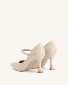 Thalina Plain Leather Pumps - Nude