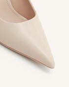 Thalina Plain Leather Pumps - Nude