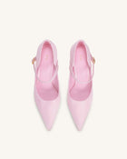 Thalina Satin Fabric Pumps - Pink